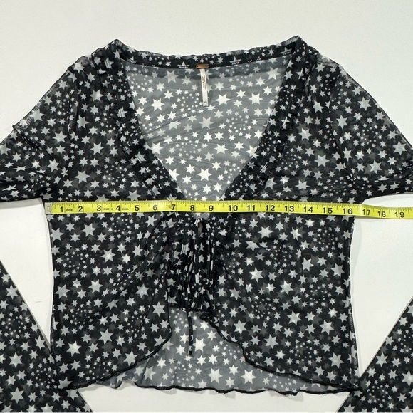 Free People Marne Sheer Mesh Top Long Sleeve Tie Front - Picture 6 of 6